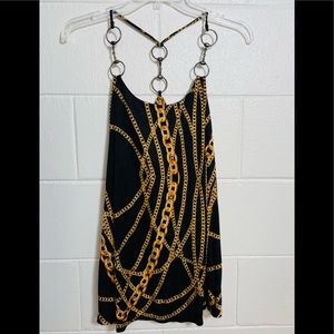 Boston Proper Andrea Behar Sz S Chain Design Top Black Gold